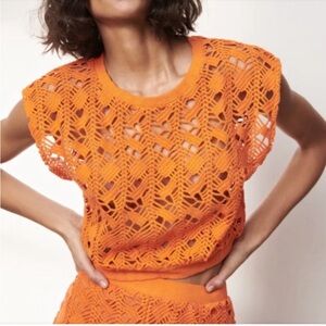 Zara Orange Crochet Top - NWOT - size S